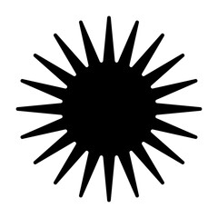 Black sun icon png bold shape, transparent background