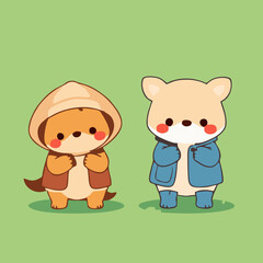 Minimalist Cartoon Animals with Summer Accessories