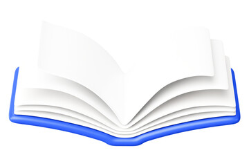 Blue open book png 3D education element, transparent background