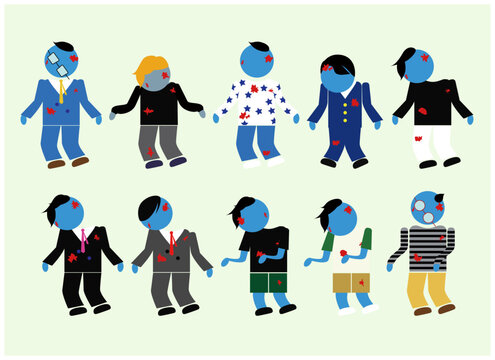 色々なソンビのベクターイラストセット