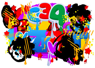 Graffiti background. Abstract modern street art decoration performed in urban painting style.