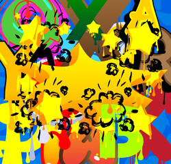 Fototapeta premium Graffiti background. Abstract modern street art decoration performed in urban painting style.