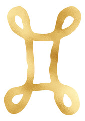 Gold Gemini png zodiac sign sticker, transparent background
