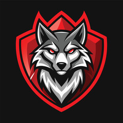 Fototapeta premium Majestic Monochrome Wolf Logo Illustration with Intricate Details