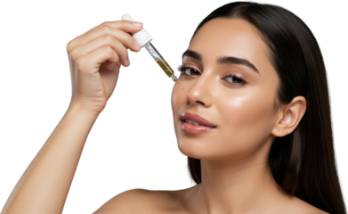 Young Woman Applying Facial Serum Skincare Routine Beauty Treatment Closeup