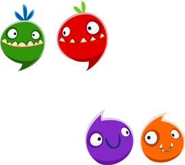 Halloween font punctuation quotation mark cute monster character. Fantasy beast font punctuation sign, alien monster personage vector typeset special symbol or spooky creature ABC alphabet element