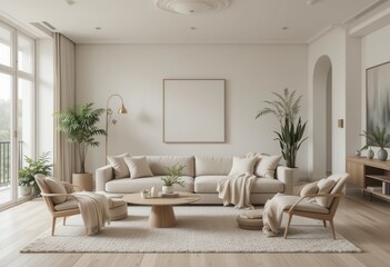 Stylish living room design modern home interior decor cozy environment bright view minimalist concept for relaxation