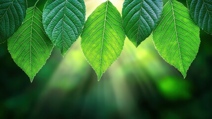Fototapeta na wymiar Sun-kissed garden with vibrant green leaves dancing in soft ethereal light creating a tranquil and serene atmosphere of nature