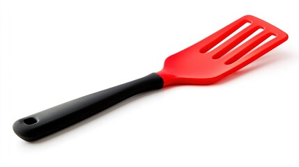  Flexible and Durable Red Silicone Spatula with Non-Stick Surface for Cooking and Baking, Isolated on White Background