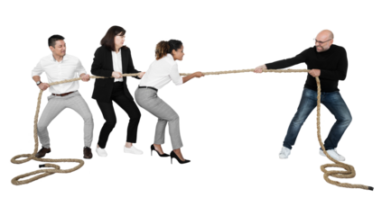 Png Business team in tug of war, transparent background