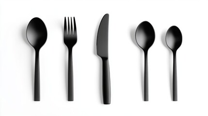 Modern black cutlery set for elegant dining table settings