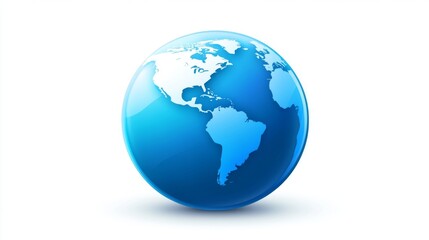 Naklejka premium Glossy blue earth globe isolated on white background for global awareness and education