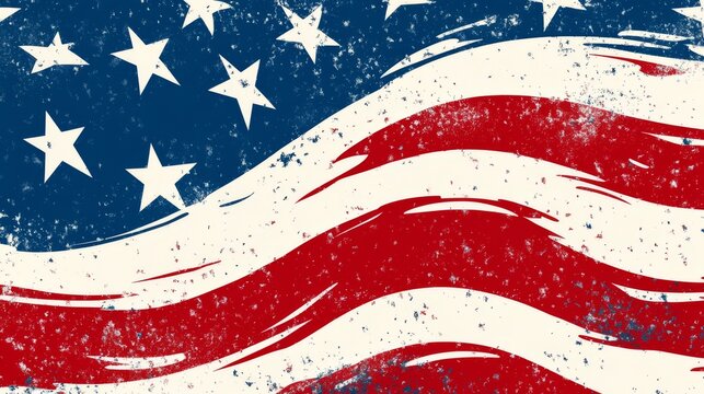 Grunge american flag design with stars and stripes pattern for patriotic events and backgrounds