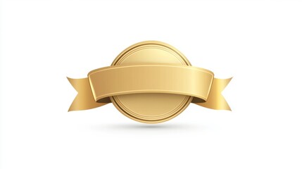 Elegant gold badge design with blank ribbon emblem for custom branding or award recognition