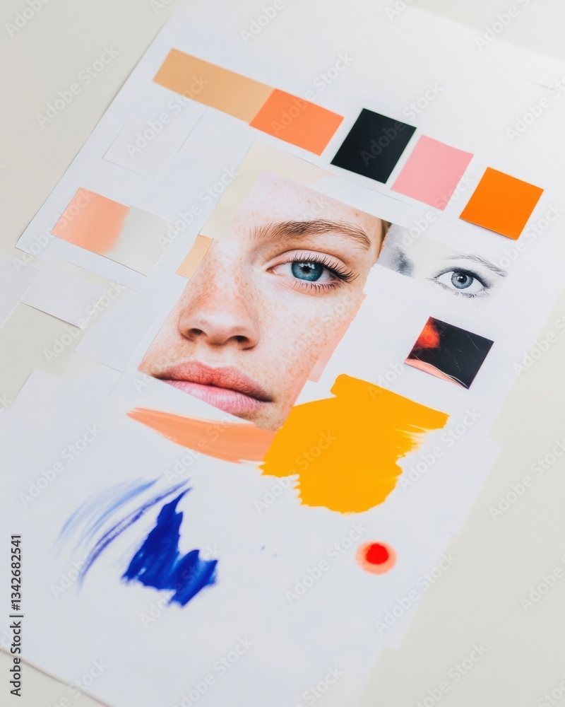 Aufkleber Chromatic Identity Deconstructed Portrait Exploring Fragmented Creativity, Visual Storytelling, and Millennial Design Aesthetics in Modern Artistic Expression