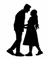 Silhouette of Happy Couple in a Close and Intimate Pose