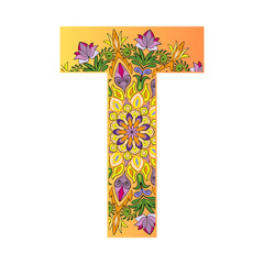 Mandala pattern letters, Mandala style, beautiful colors for adults and children or make a logo, illustration.