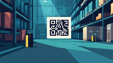 Qr code in modern warehouse environment for inventory management and logistics efficiency