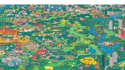 Fototapeta premium Iconic Golf Courses Across the US Illustrated