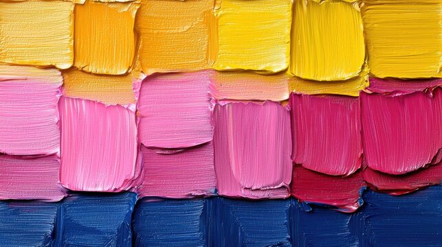 Vibrant Impasto Painting in Yellow Pink and Blue Celebrating the Colorful Diverse Essence of Unnormal People Art Style