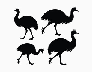 Emu Silhouette Collection EPS Vector Template Illustration