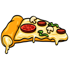 Pizza Slice Drawing Vector Illustration Cartoon Logo Design