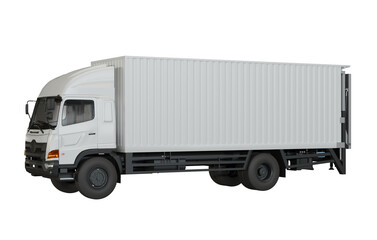 White Truck Container left view Isolated 3d Render