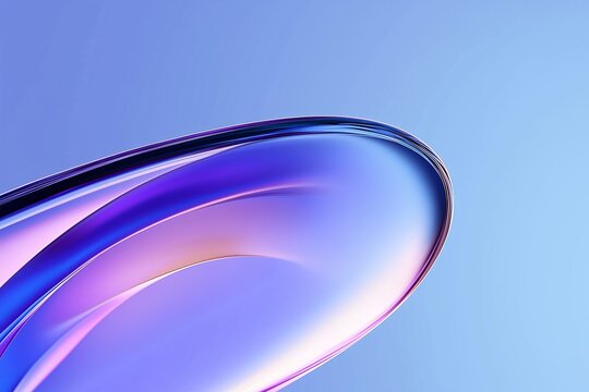 Smooth curved structure, glass material, color gradient from blue to purple, simple modern design, giving a feeling of fluency and elegance