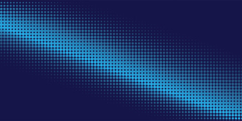 Obraz premium Abstract pattern dots banner, green and blue color halftone perspective background. Technology and futuristic concept.