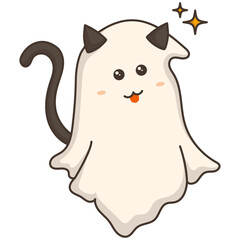 Cute Halloween Ghost Character. Vector Cartoon Illustration.