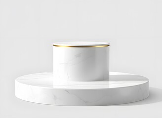 Elegant White Marble Display Stand with Gold Accent