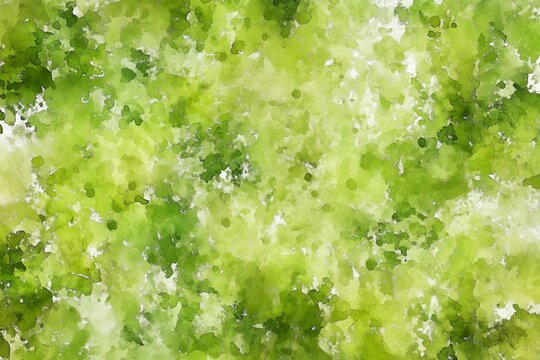 Vibrant green watercolor texture with abstract leafy patterns
