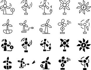 Wind Energy Icon Set Thin Simple Vector