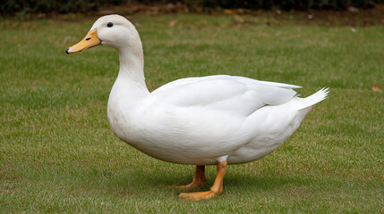 white goose on a green grass