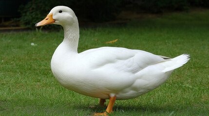 white goose on a green grass