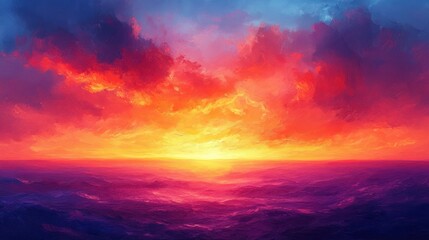 Fototapeta premium Colorful sunset over vibrant ocean waves