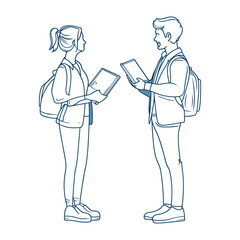 Students Discussing and Learning Together with Books