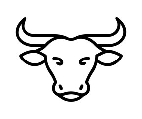 Big bull logo or modern line icon. Vector line art and icon design with bold outline. Black and white Pixel Perfect minimalistic symbol isolate white background. Creative logotype