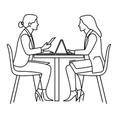 Two Women Having a Discussion at a Table in a Professional Setting