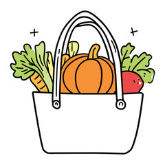 Eco-Friendly Shopping Bag Filled with Fresh Groceries