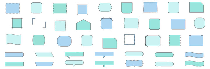 シンプルなフレームのベクターイラストセット。枠、見出し、タイトル、ふきだし