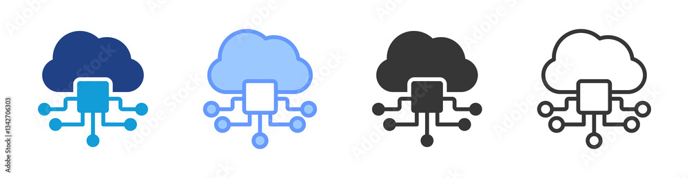 Poster Cloud Computing icon set multiple style collection