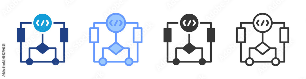 Aufkleber Algorithm icon set multiple style collection