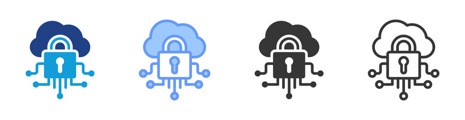 Data Encryption icon set multiple style collection