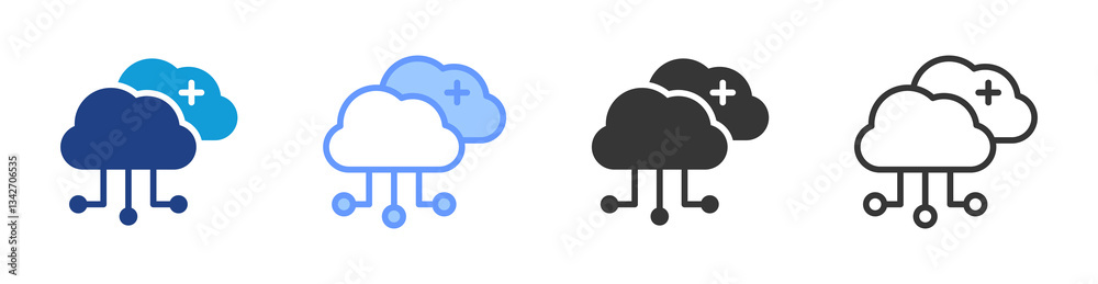 Aufkleber hybrid cloud icon set multiple style collection