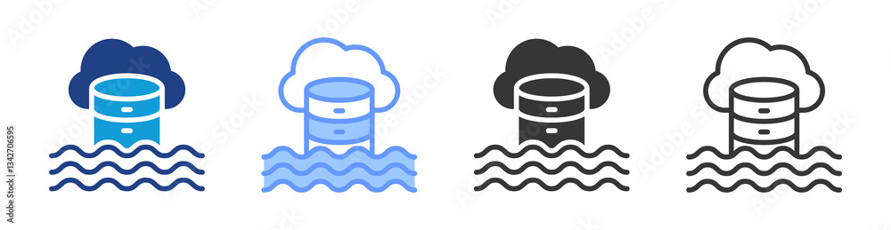 Aufkleber data lake icon set multiple style collection
