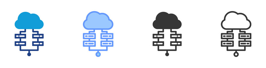 Cloud Server icon set multiple style collection