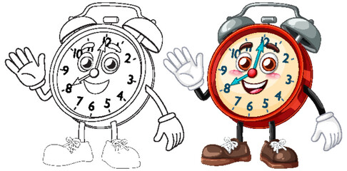 Cheerful Cartoon Clock Character Illustration