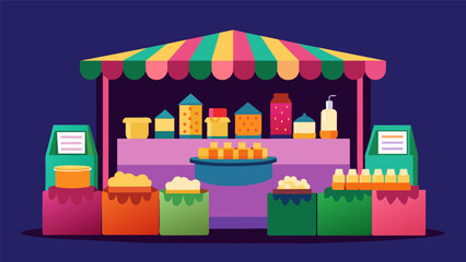 Obraz premium A colorful stall filled with handmade soaps and candles the result of years of experimentation and perfecting by the experienced crafter.. Vector illustration