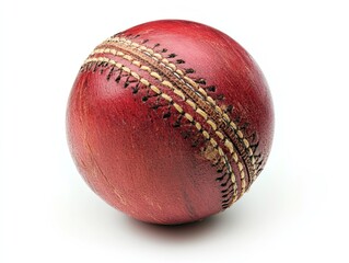 Worn Cricket Ball for Studio Shot, White Background.